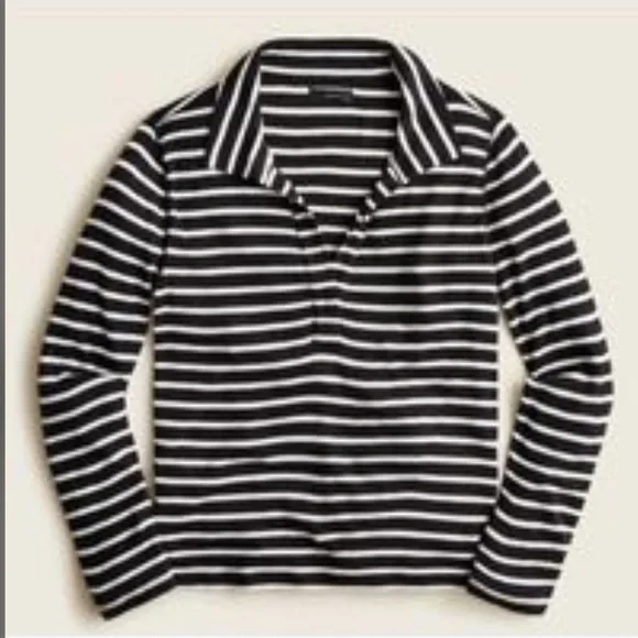 J.‎ Crew NWT Striped Ribbed Polo Long Sleeve T-Shirt - Picture 2 of 4